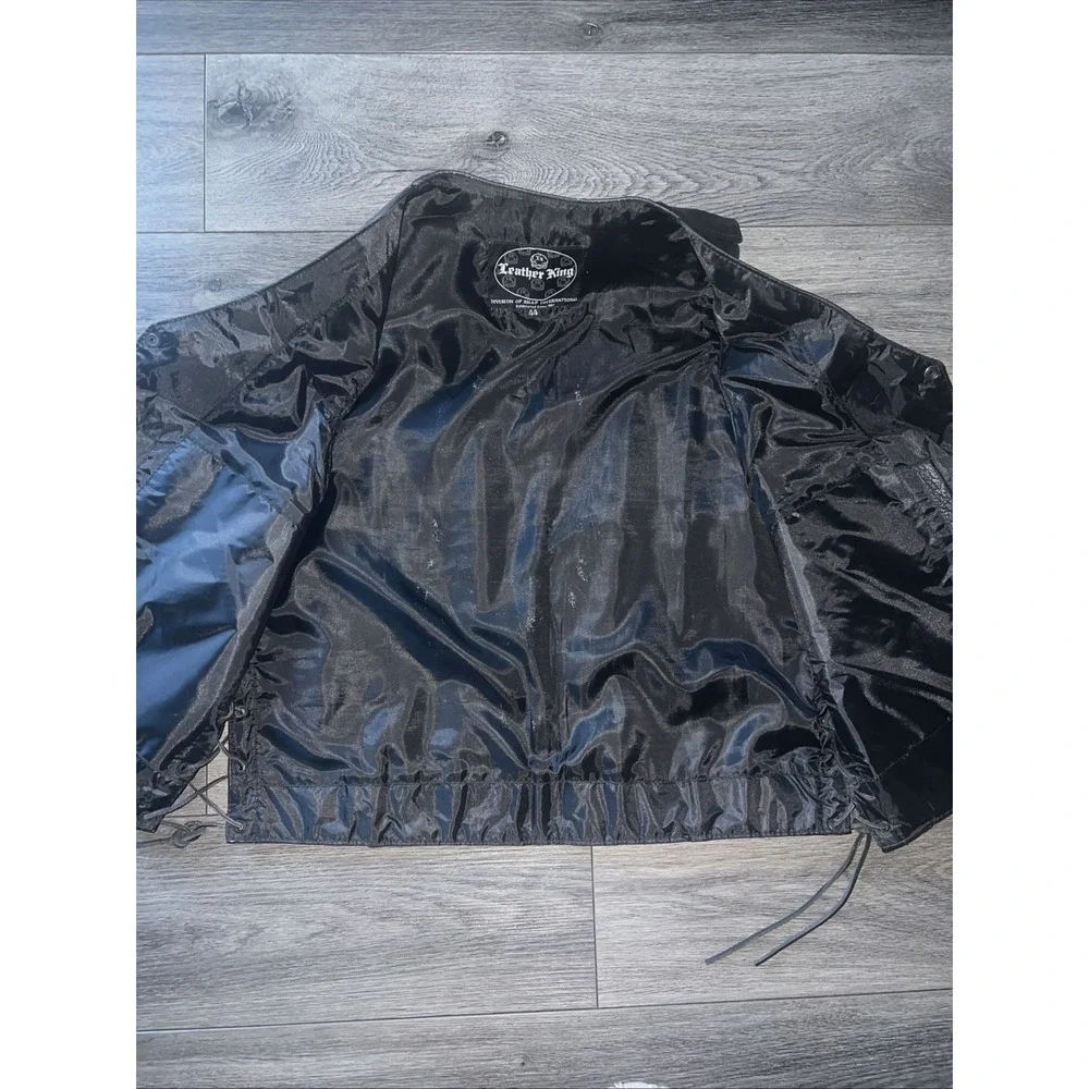 Leather‎ King Mens Black Leather Motorcycle Biker Vest Size 44